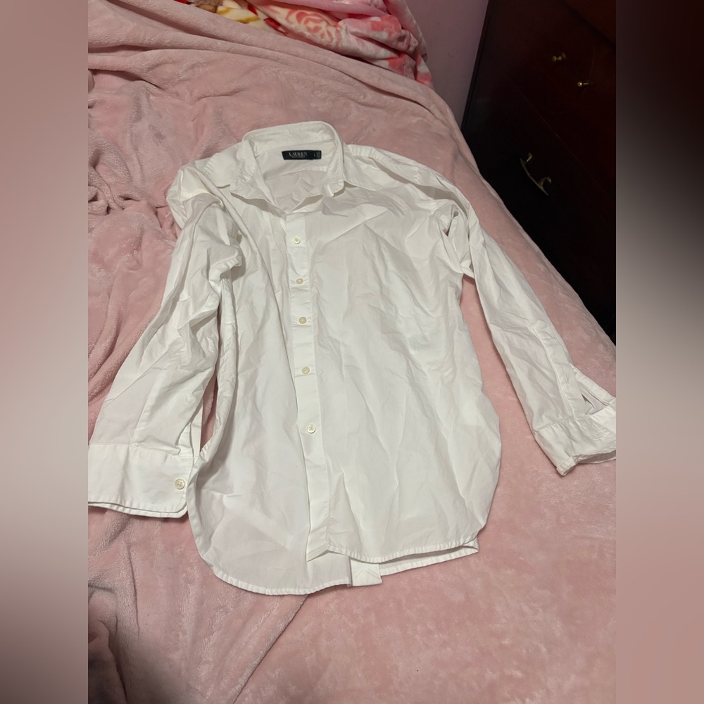 ⭐️Lauren Ralph Lauren White Cotton Button-Down Shirt